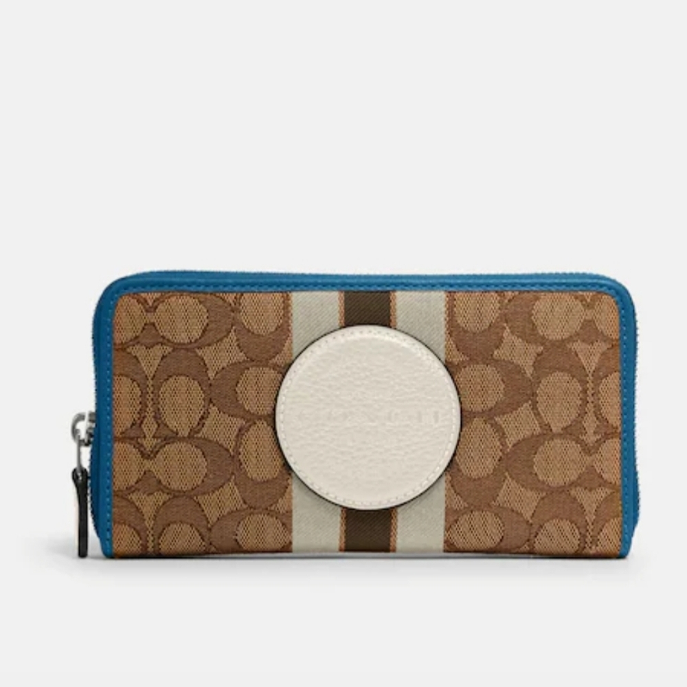 Coach Dempsey Accordion Zip Wallet In Signature Jacquard Witn Stripe And Coach P